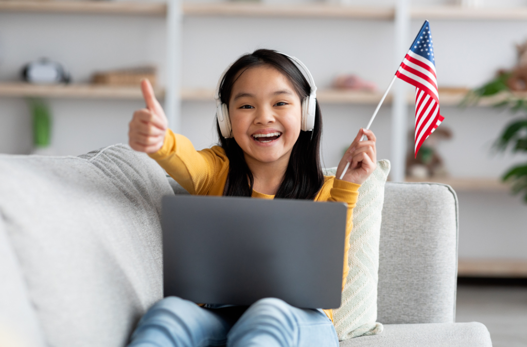 Student learning online from home
